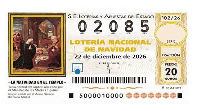 Décimo 02085 del sorteo 102-22/12/2026 Navidad