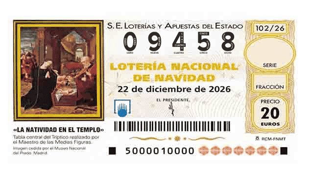 Décimo 09458 del sorteo 102-22/12/2026 Navidad