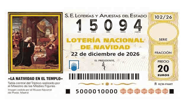 Décimo 15094 del sorteo 102-22/12/2026 Navidad