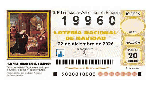 Décimo 19960 del sorteo 102-22/12/2026 Navidad