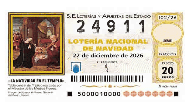 Décimo 24911 del sorteo 102-22/12/2026 Navidad