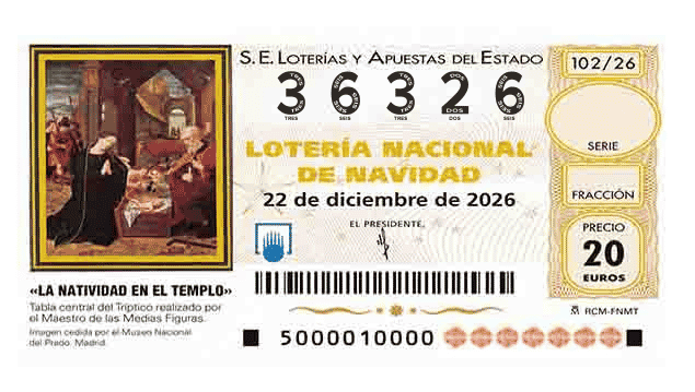 Décimo 36326 del sorteo 102-22/12/2026 Navidad