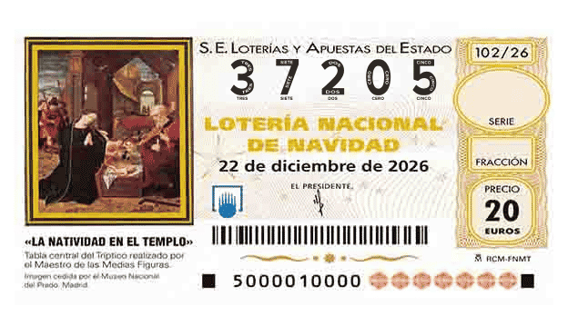 Décimo 37205 del sorteo 102-22/12/2026 Navidad