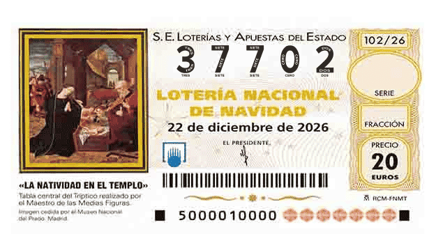 Décimo 37702 del sorteo 102-22/12/2026 Navidad