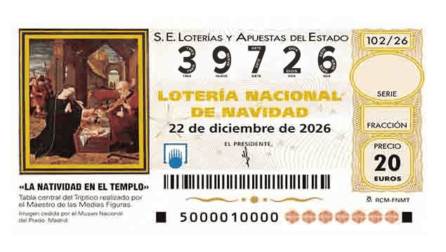 Décimo 39726 del sorteo 102-22/12/2026 Navidad