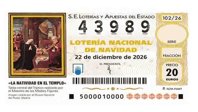 Décimo 43989 del sorteo 102-22/12/2026 Navidad