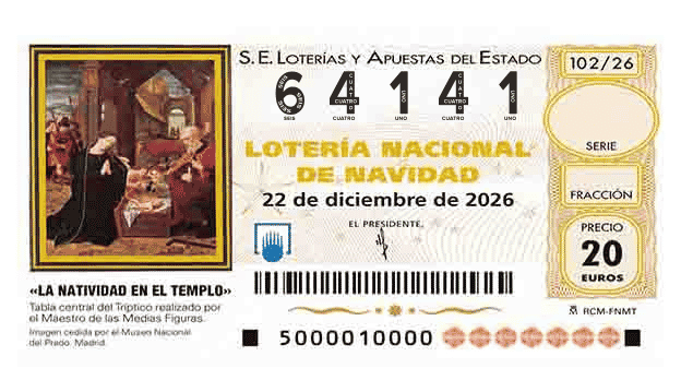 Décimo 64141 del sorteo 102-22/12/2026 Navidad