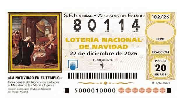 Décimo 80114 del sorteo 102-22/12/2026 Navidad