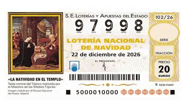 Décimo 97998 del sorteo 102-22/12/2026 Navidad