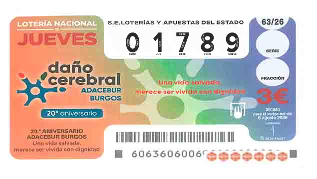 Décimo 01789 del sorteo 63-06/08/2026 Jueves