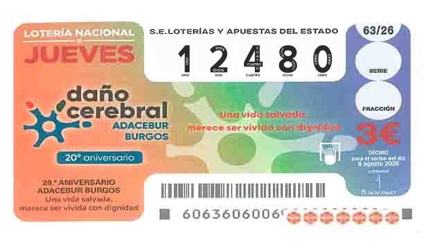 Décimo 12480 del sorteo 63-06/08/2026 Jueves