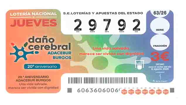 Décimo 29792 del sorteo 63-06/08/2026 Jueves