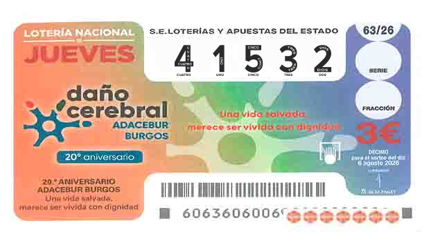Décimo 41532 del sorteo 63-06/08/2026 Jueves