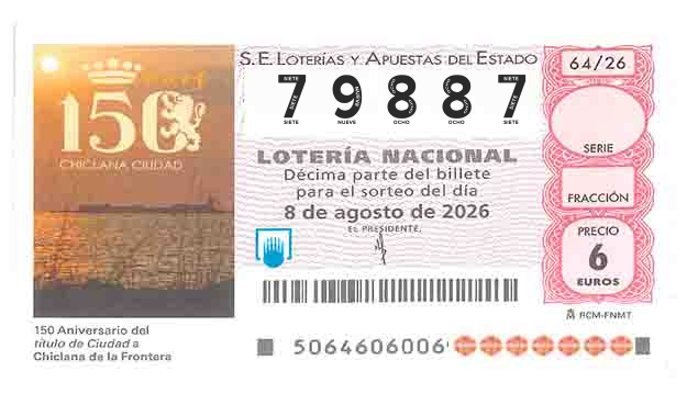 Décimo 79887 del sorteo 64-08/08/2026 Sábado