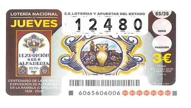 Décimo 12480 del sorteo 65-13/08/2026 Jueves
