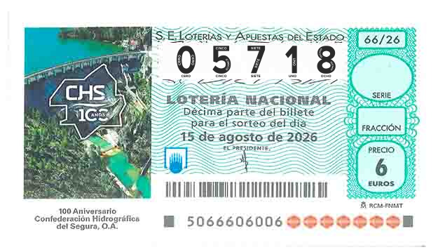 Décimo 05718 del sorteo 66-15/08/2026 Sábado
