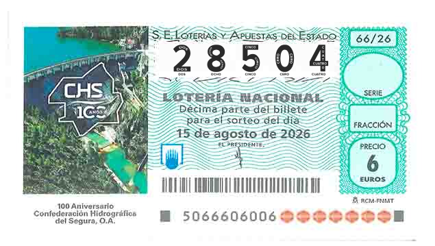 Décimo 28504 del sorteo 66-15/08/2026 Sábado