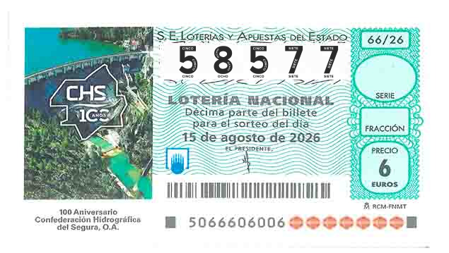 Décimo 58577 del sorteo 66-15/08/2026 Sábado