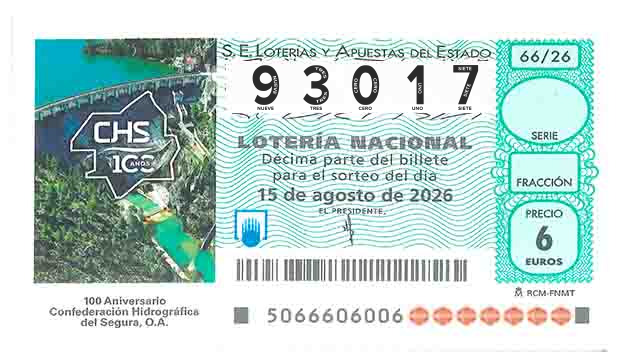 Décimo 93017 del sorteo 66-15/08/2026 Sábado