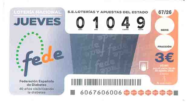Décimo 01049 del sorteo 67-20/08/2026 Jueves