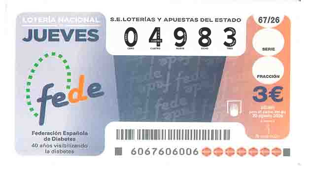 Décimo 04983 del sorteo 67-20/08/2026 Jueves
