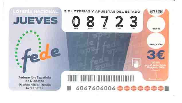 Décimo 08723 del sorteo 67-20/08/2026 Jueves