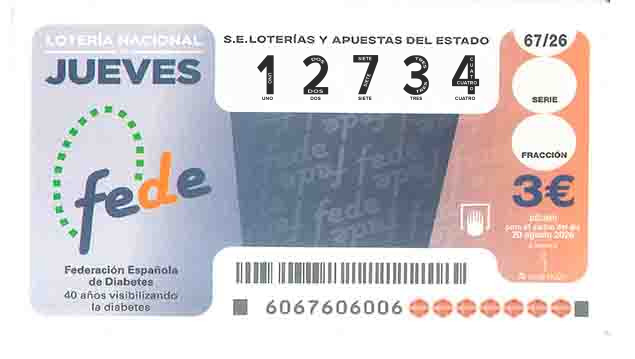 Décimo 12734 del sorteo 67-20/08/2026 Jueves