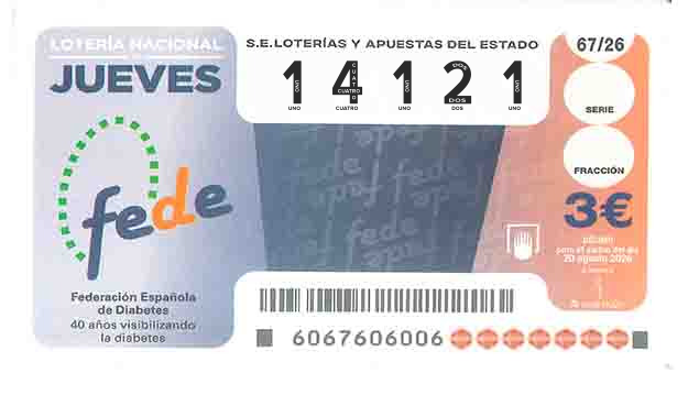 Décimo 14121 del sorteo 67-20/08/2026 Jueves