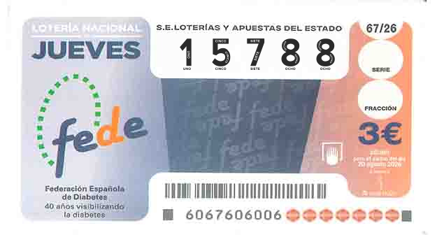 Décimo 15788 del sorteo 67-20/08/2026 Jueves