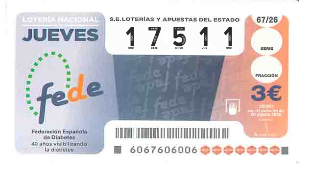 Décimo 17511 del sorteo 67-20/08/2026 Jueves