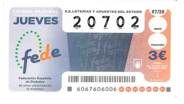 Décimo 20702 del sorteo 67-20/08/2026 Jueves