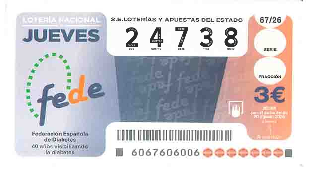 Décimo 24738 del sorteo 67-20/08/2026 Jueves