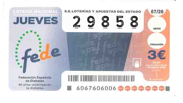 Décimo 29858 del sorteo 67-20/08/2026 Jueves