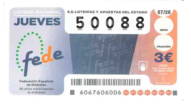 Décimo 50088 del sorteo 67-20/08/2026 Jueves