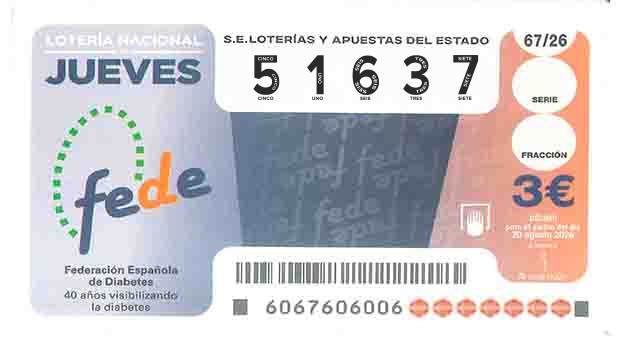 Décimo 51637 del sorteo 67-20/08/2026 Jueves