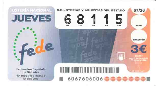 Décimo 68115 del sorteo 67-20/08/2026 Jueves