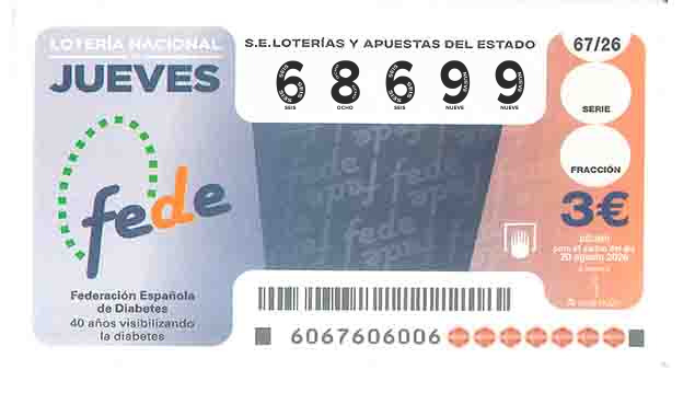 Décimo 68699 del sorteo 67-20/08/2026 Jueves