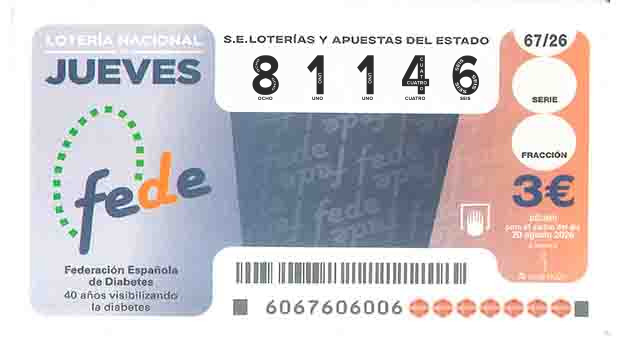 Décimo 81146 del sorteo 67-20/08/2026 Jueves