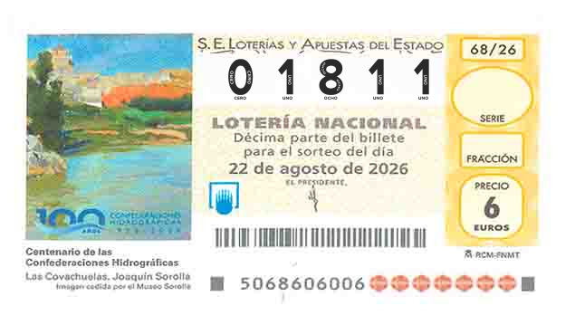 Décimo 01811 del sorteo 68-22/08/2026 Sábado