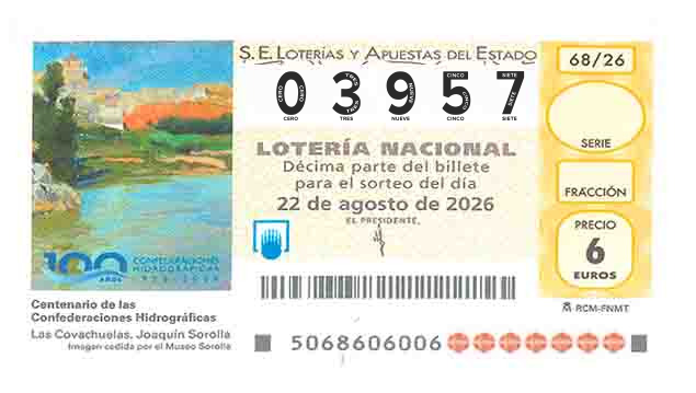 Décimo 03957 del sorteo 68-22/08/2026 Sábado