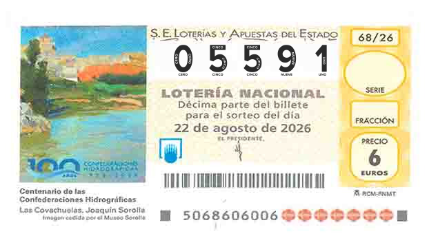 Décimo 05591 del sorteo 68-22/08/2026 Sábado