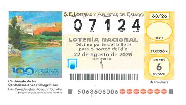 Décimo 07124 del sorteo 68-22/08/2026 Sábado