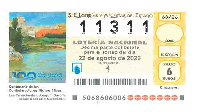 Décimo 11311 del sorteo 68-22/08/2026 Sábado
