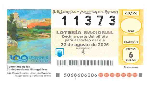 Décimo 11373 del sorteo 68-22/08/2026 Sábado