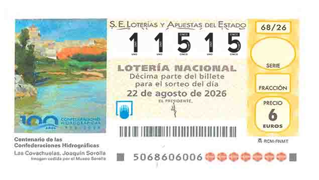 Décimo 11515 del sorteo 68-22/08/2026 Sábado