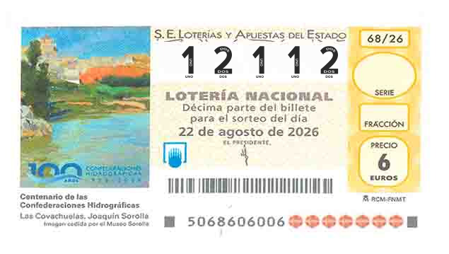 Décimo 12112 del sorteo 68-22/08/2026 Sábado
