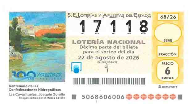 Décimo 17118 del sorteo 68-22/08/2026 Sábado