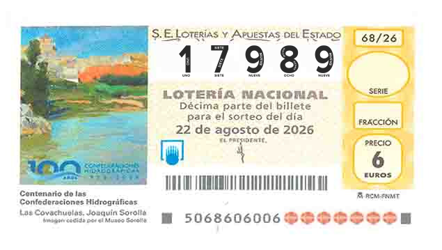 Décimo 17989 del sorteo 68-22/08/2026 Sábado