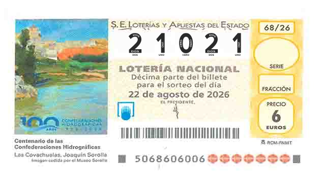 Décimo 21021 del sorteo 68-22/08/2026 Sábado