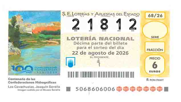 Décimo 21812 del sorteo 68-22/08/2026 Sábado